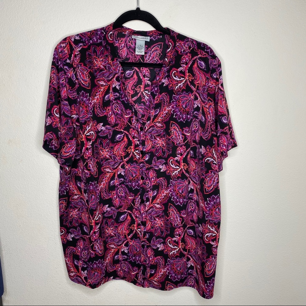 Catherines Black/Pink Blouse Size 1X